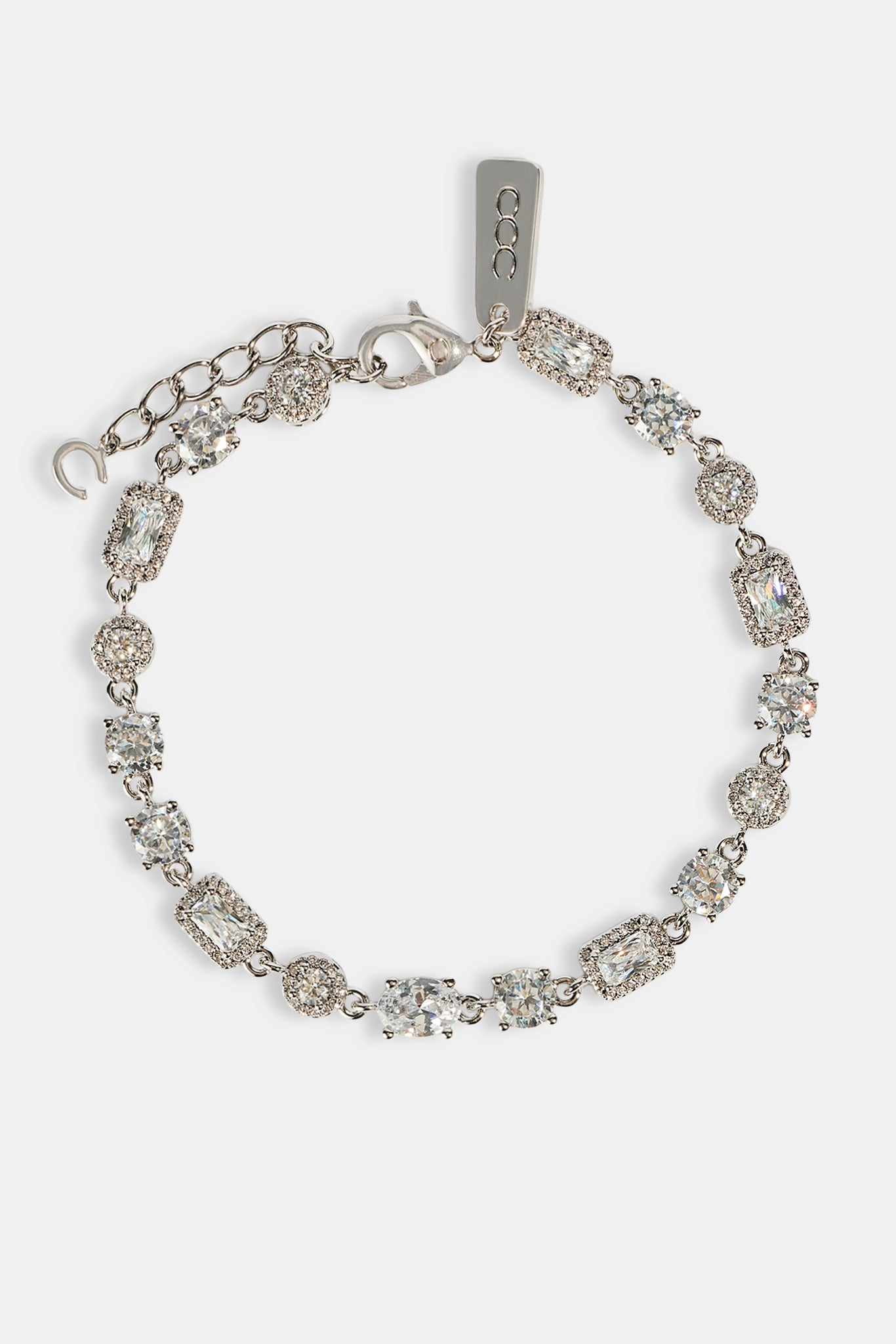 Iced Mixed Shape Bracelet - 5mm - White